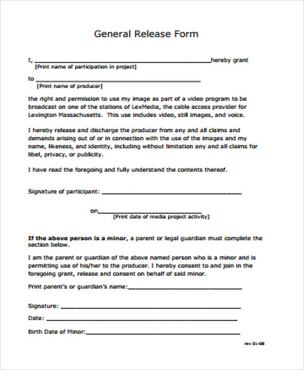 Free General Release Of Information Form Template Word Printable