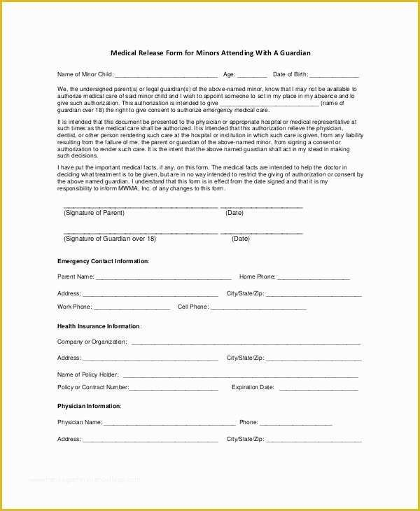 Free Medical Consent Form Template Of 10 Medical Release Forms Free 