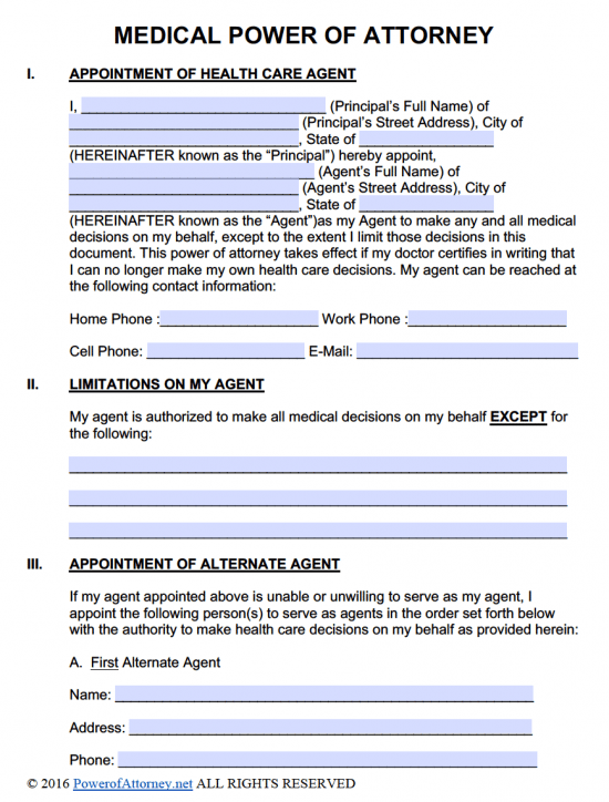 Free Medical Poa Forms Printable Printable Templates