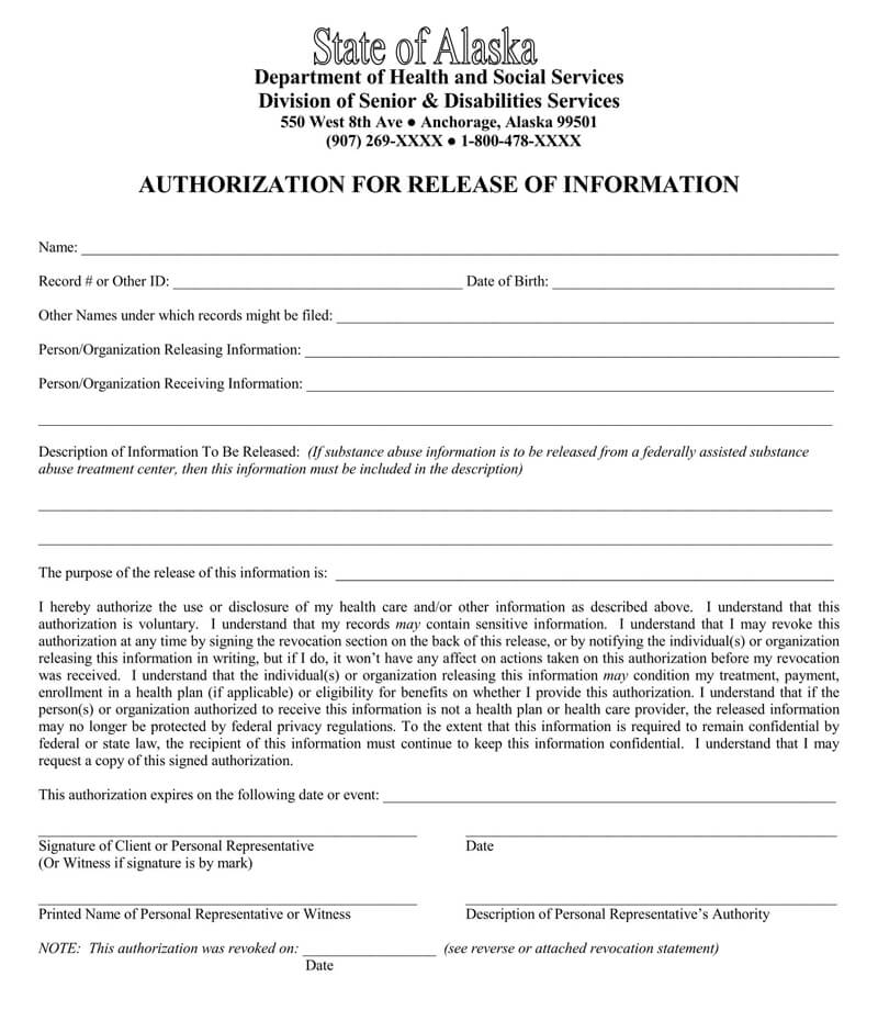 Free Medical Records Release Authorization Forms HIPAA 