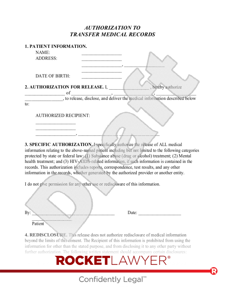 Free Medical Records Transfer Form FAQs Rocket Lawyer