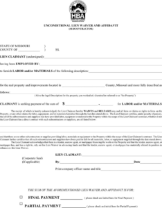 Free Printable Lien Waiver Missouri