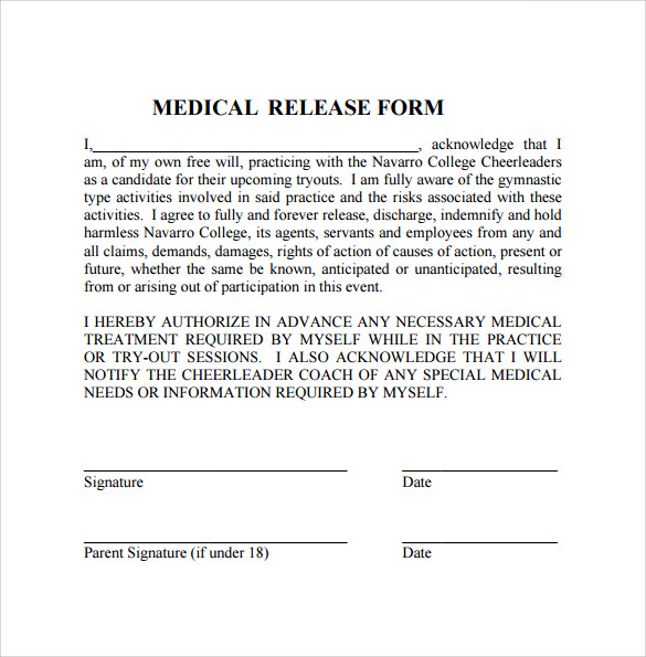 Free Printable Medical Release Form Template Printable Templates