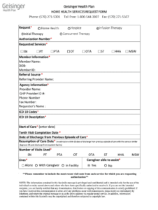 Geisinger Home Health Service Request Fill And Sign Printable