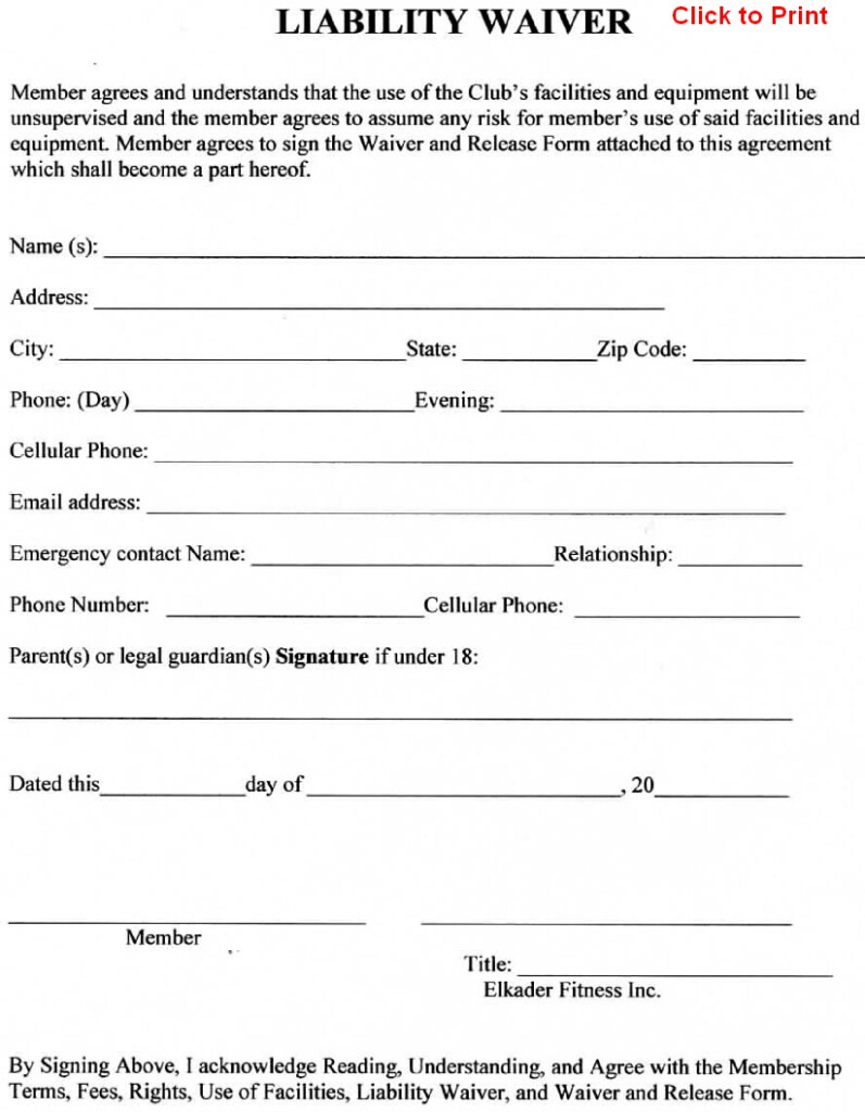 General Liability Release Form Free Printable Documents