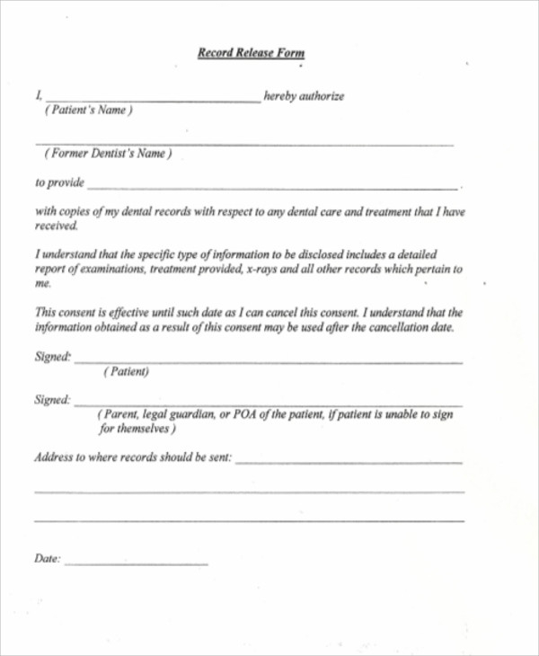 Generic Medical Release Form Template Business