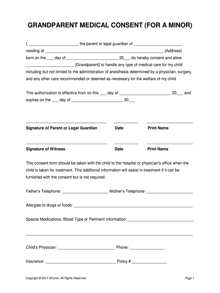 Grandparent Medical Consent Form Fill Out Sign Online DocHub