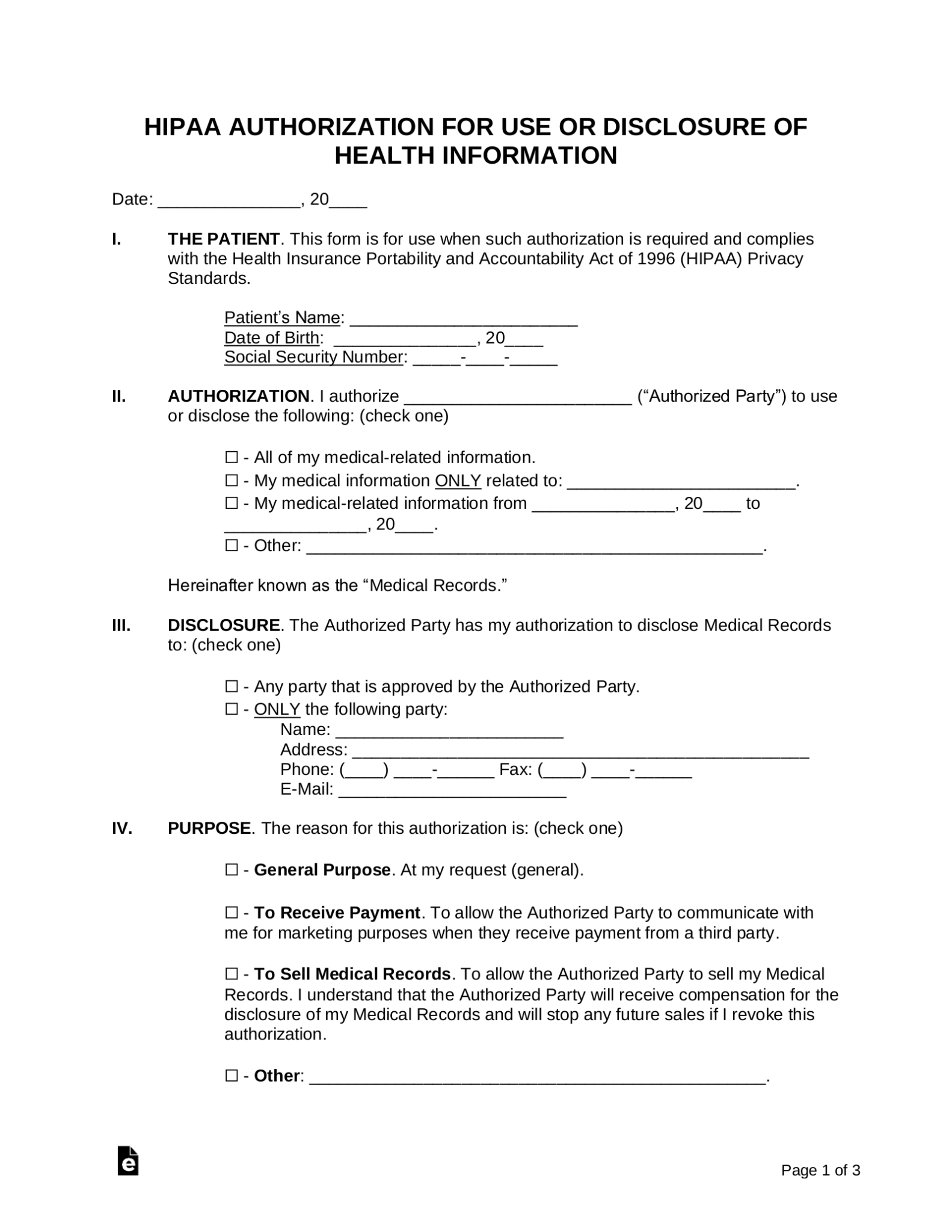 Hipaa Authorization To Release Medical Information Form In Spanish