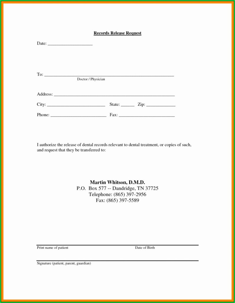 Hipaa Compliant Authorization Form Release Medical Records Form 