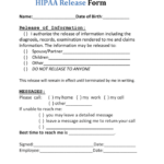 HIPAA Release Form In Word And Pdf Formats