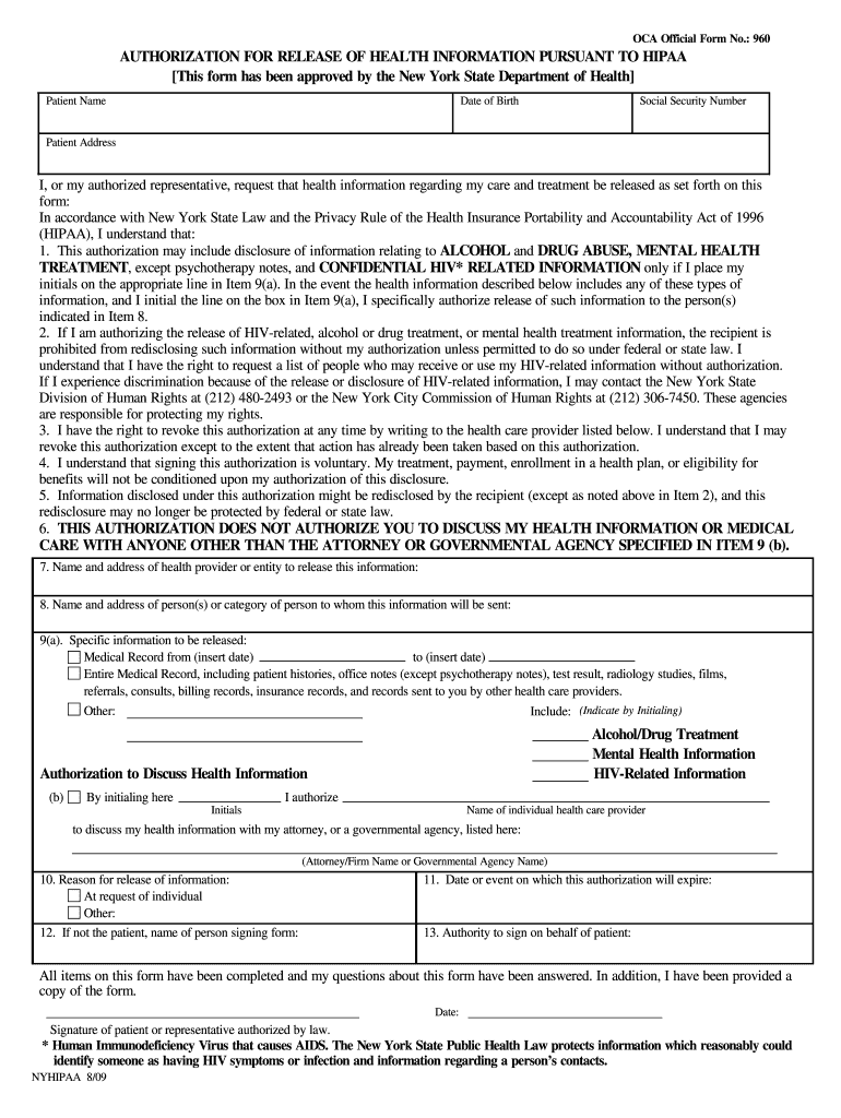 Hipaa Release Form Ny Fill Online Printable Fillable Blank PdfFiller