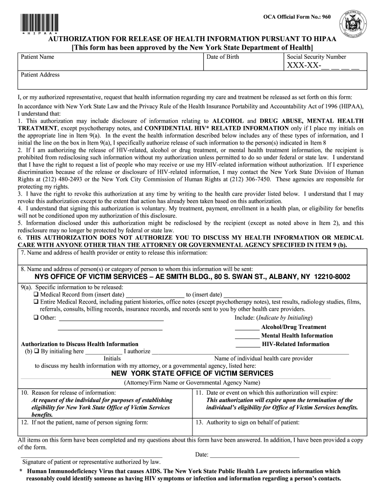Hipaa Release Form Ny Fill Out Sign Online DocHub