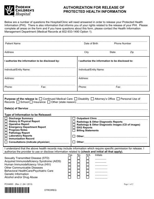 Hospital Authority Medical Record Form