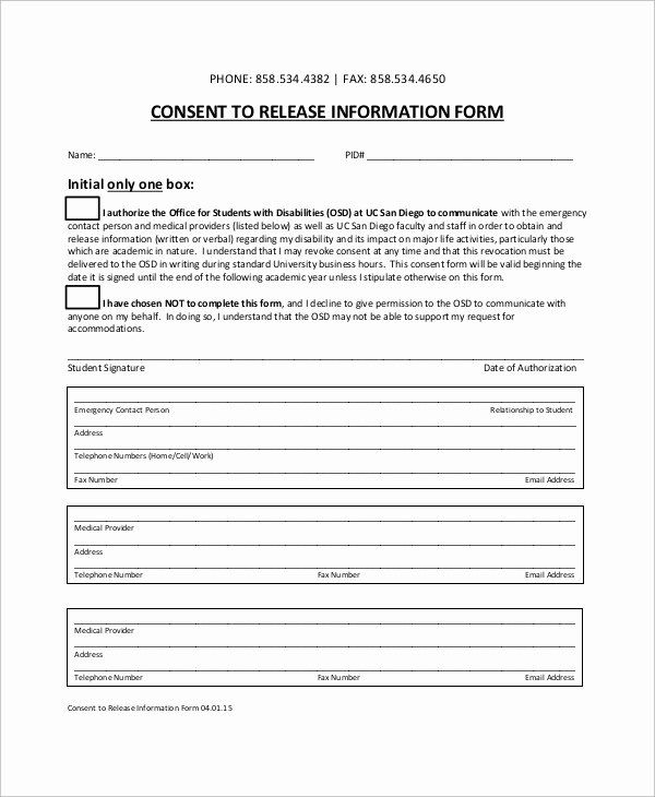 Information Release Form Template Best Of Sample Release Of Information 