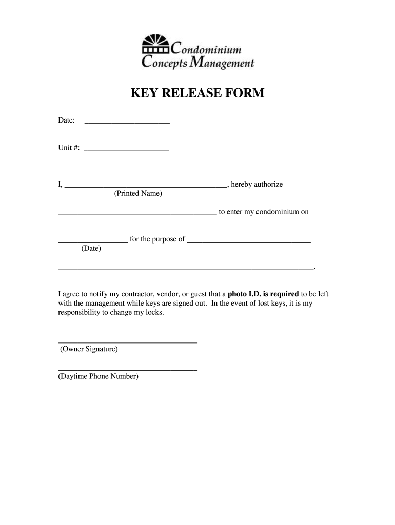 Key Release Form Fill Online Printable Fillable Blank PdfFiller