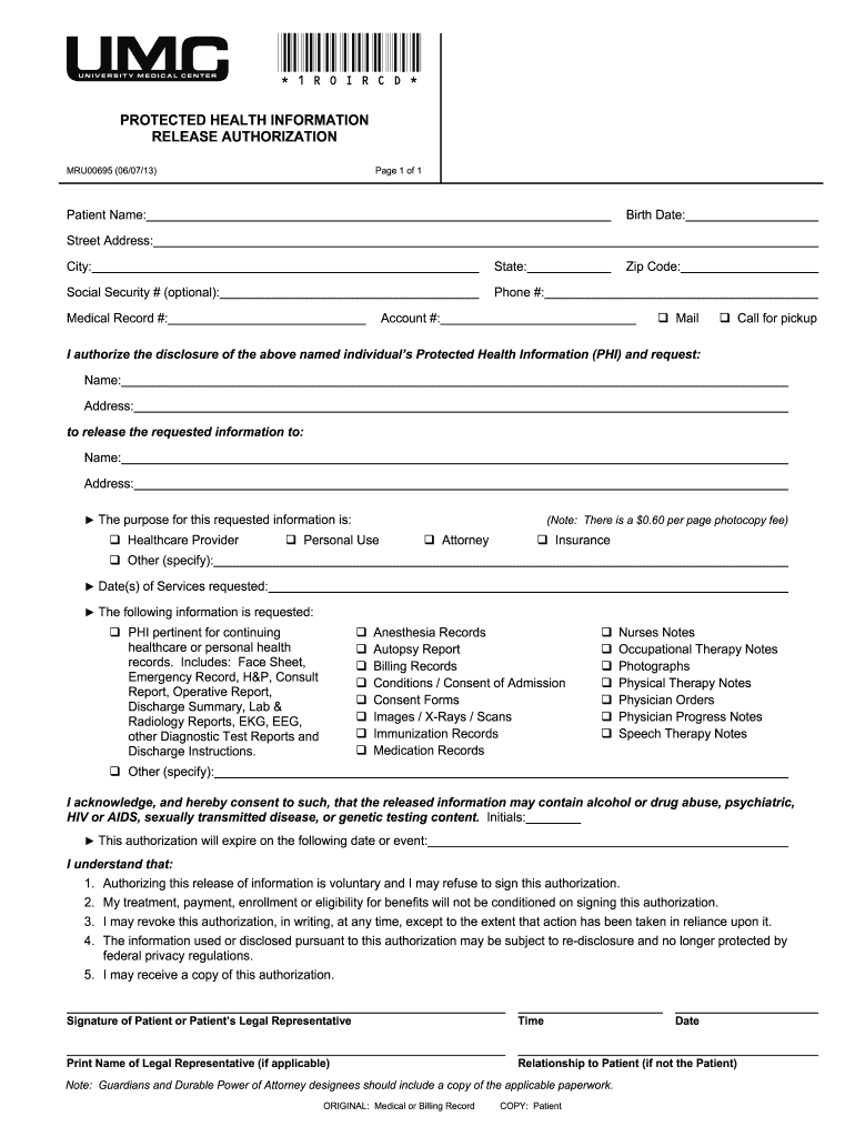 Las Vegas Nv Blank Hospital Release Form Umc Fill Out Sign Online