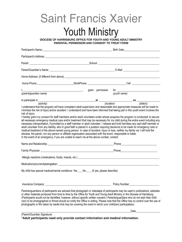 Lds Youth Permission Slip Form Fill Out And Sign Printable PDF