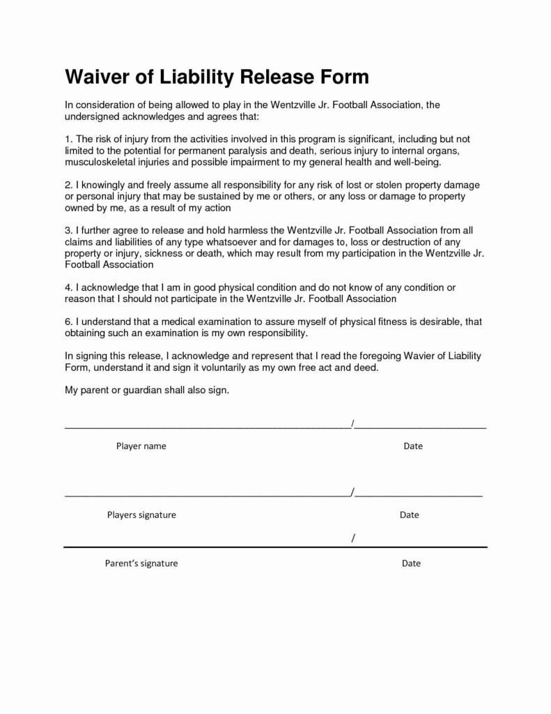 Liability Release Form Template Awesome Release And Waiver Liability 