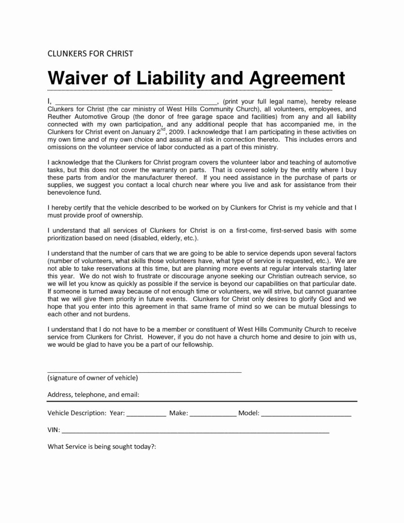 Liability Waiver Form Template Free Lovely Liability Waiver Sample 