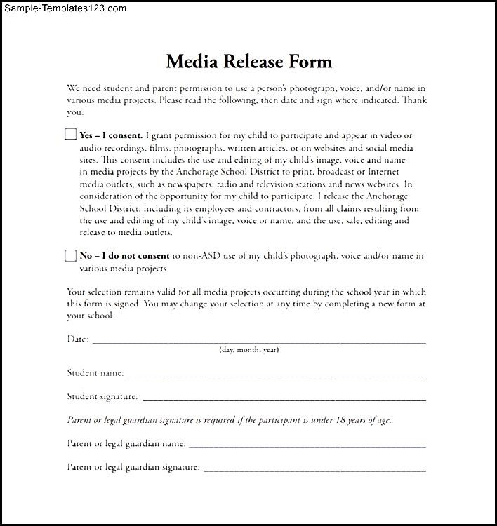 Media Release Form Template Business