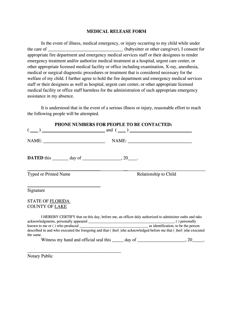 Medical Form For Babysitter Fill Out Sign Online DocHub