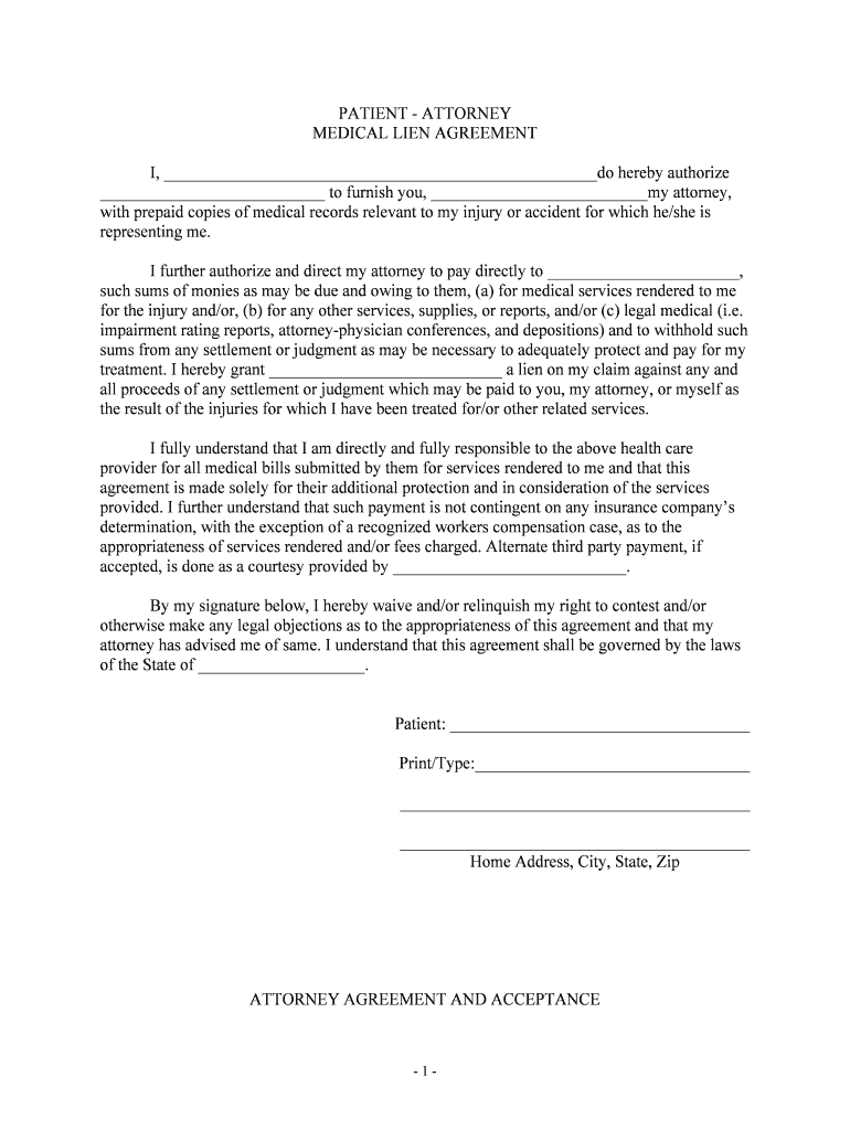 Medical Lien Fill Online Printable Fillable Blank PdfFiller