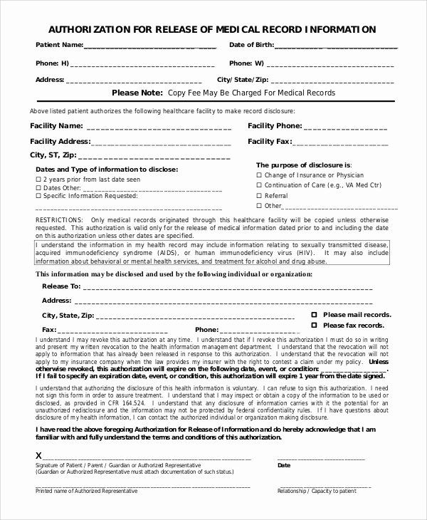 Medical Records Form Template Best Of Ach Authorization Form Template 