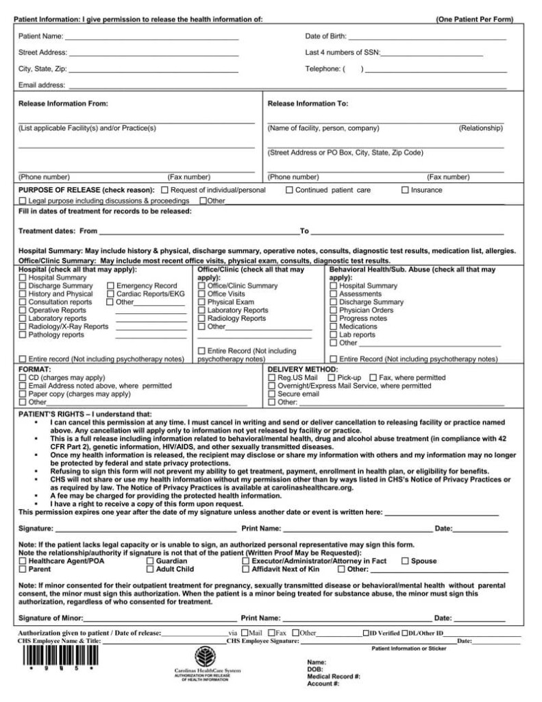 Medical Records Release Form Illinois