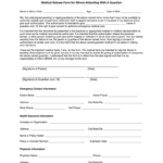 Medical Release Form For Minors Attending With A Guardian Fill And