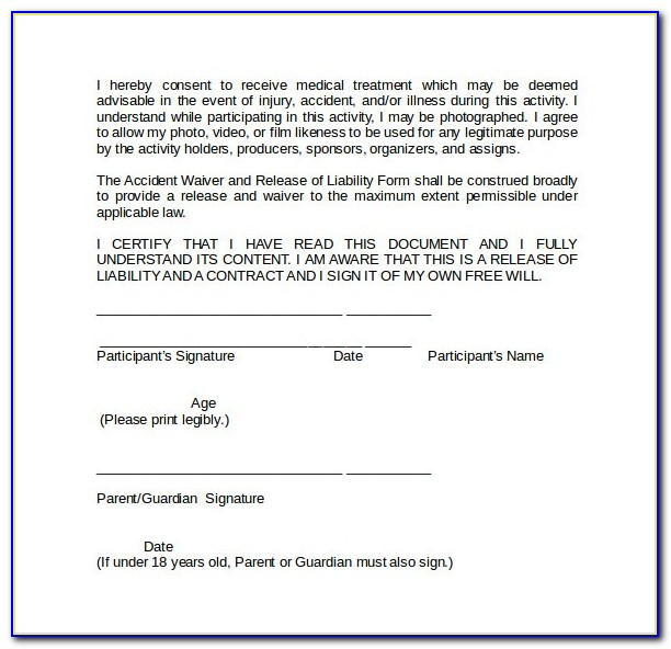 Medical Release Of Liability Form Template Prosecution2012