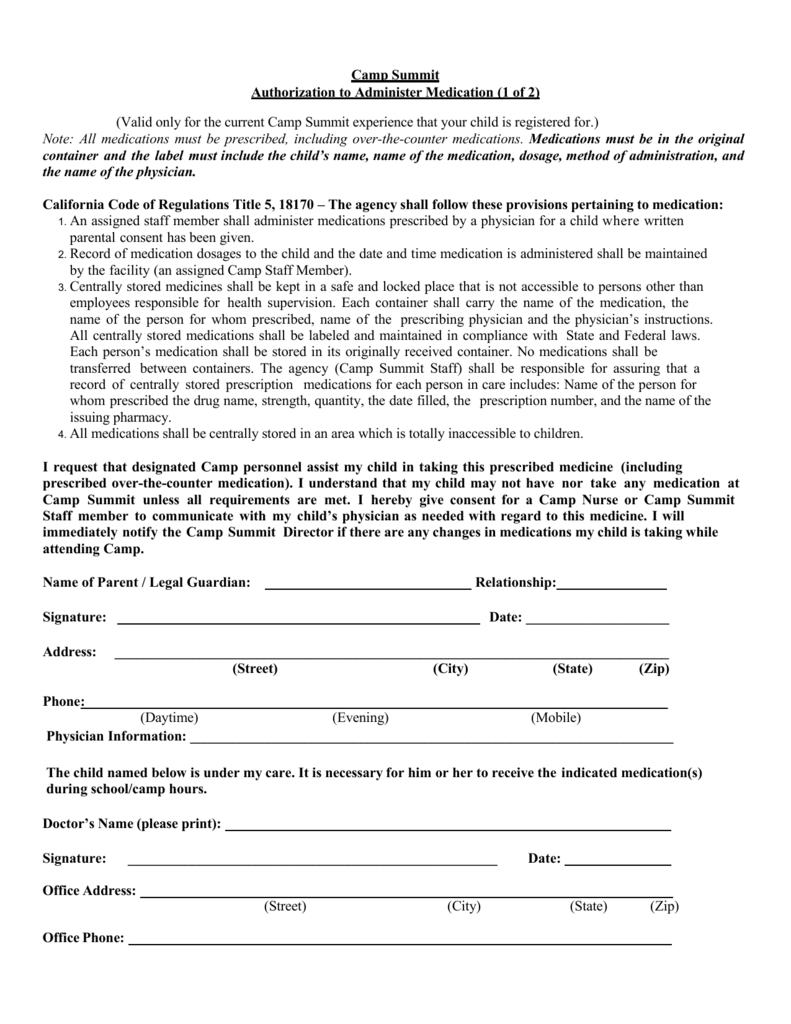 Medication Release Form 3