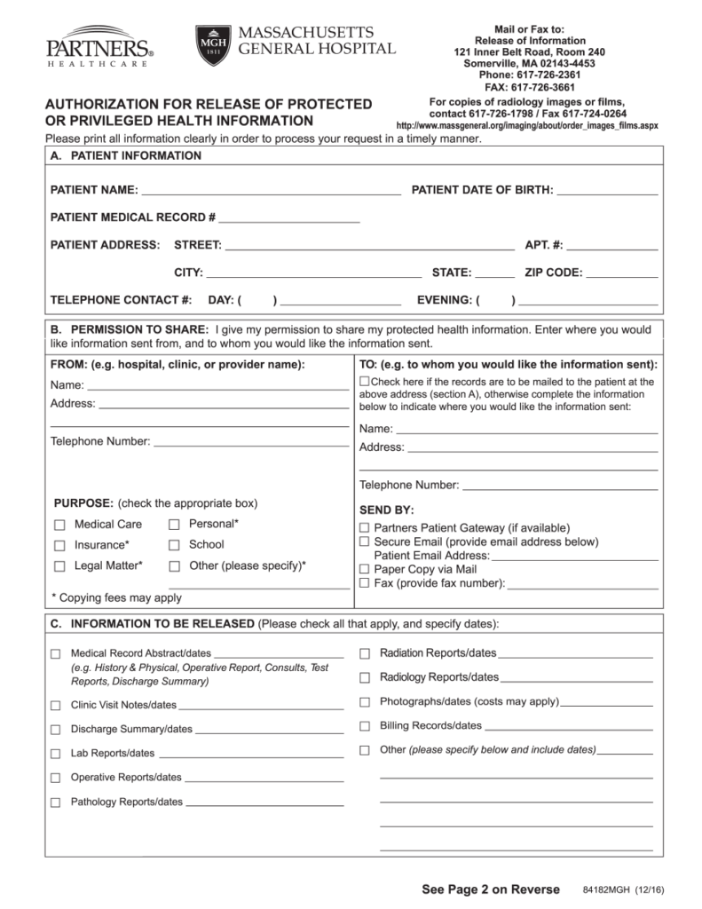 Mgh Medical Records Fill Out And Sign Printable PDF Template SignNow