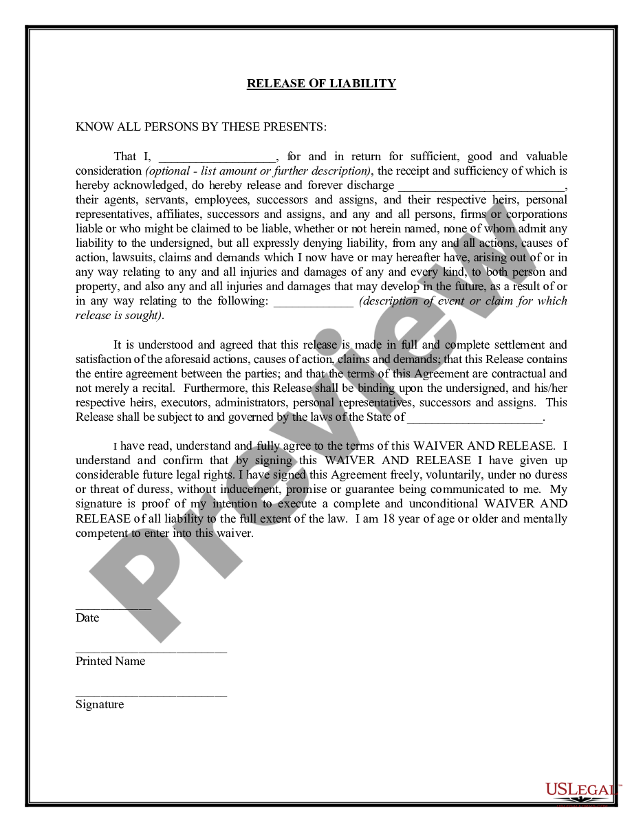 Michigan Release Of Liability Form For Personal Trainers Release 