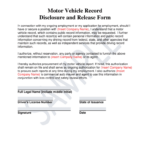 Motor Vehicle Record Disclosure And Release Form Fill Out Sign