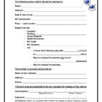 Motor Vehicle Release Form Led Police Download Printable PDF