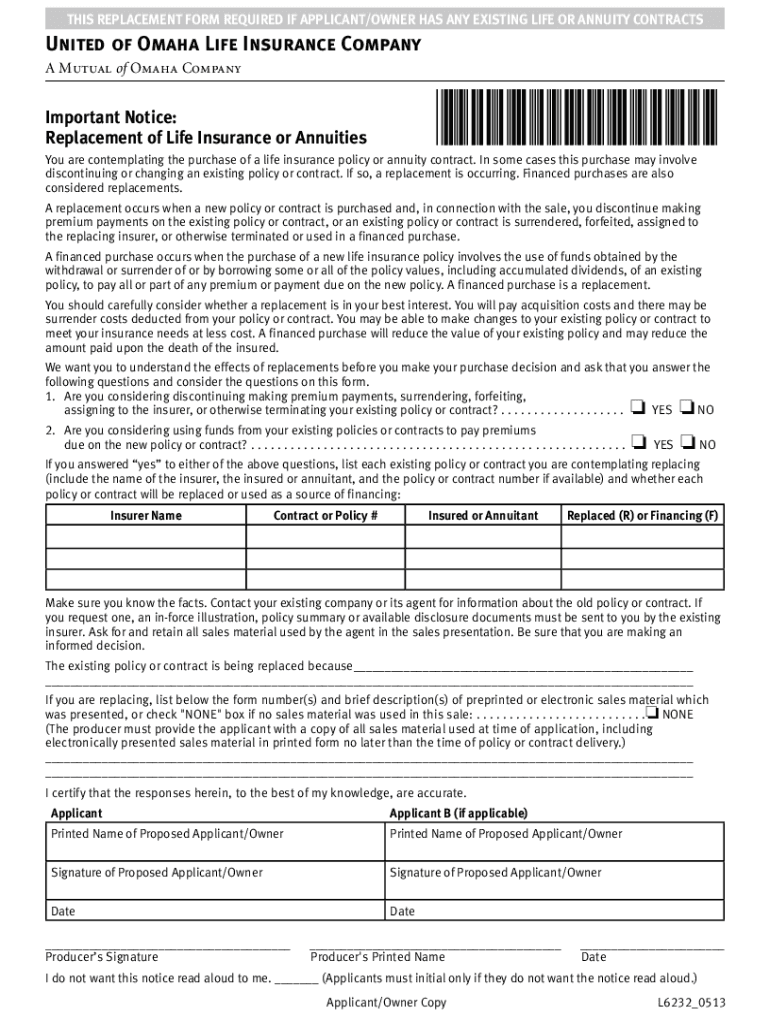 Mutual Of Omaha Form L6232 Fill Out Sign Online DocHub