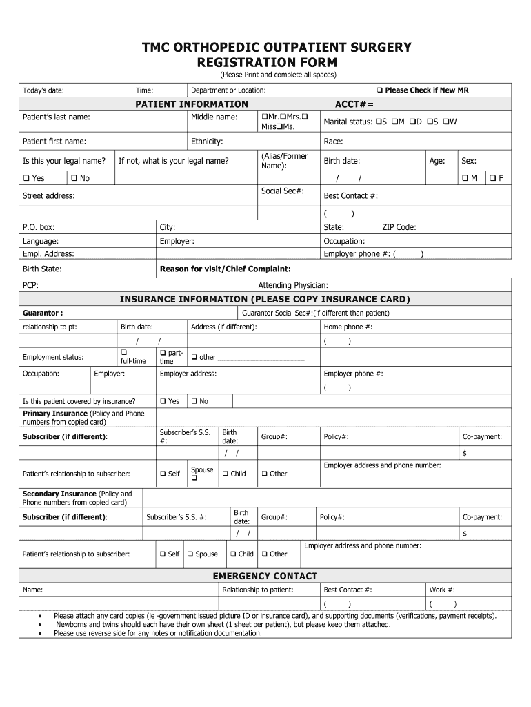 Orthopedic Surgery Forms Fill Online Printable Fillable Blank 