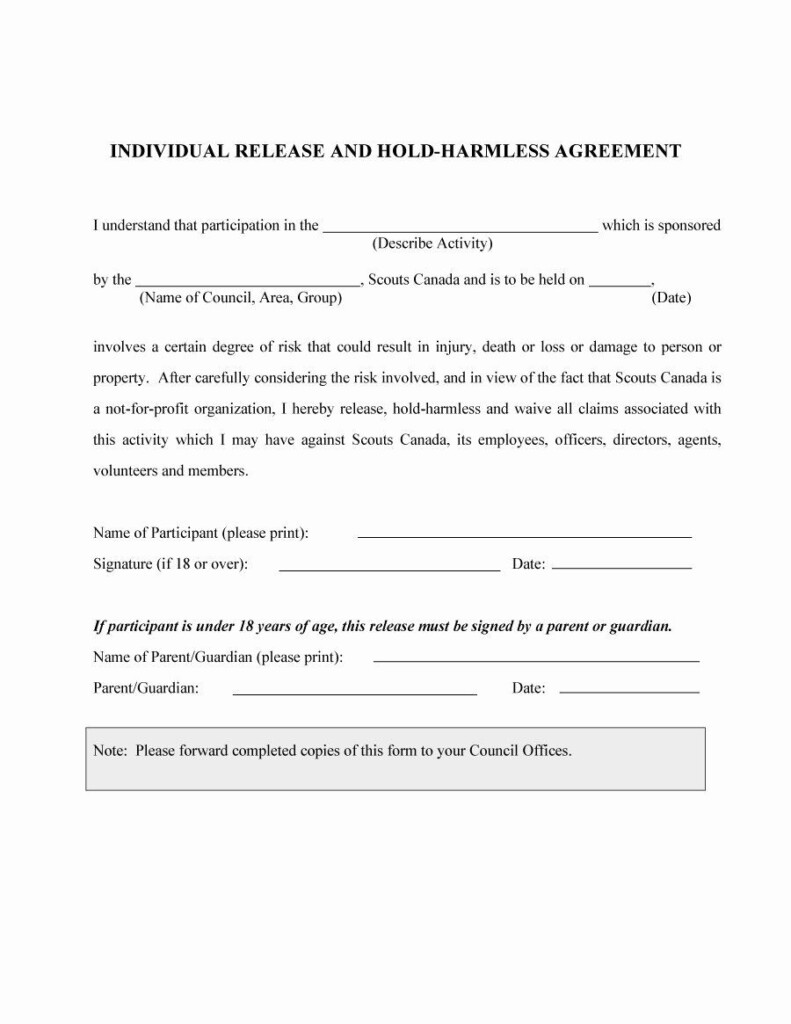 Personal Property Release Form Template New 41 Free Hold Harmless 