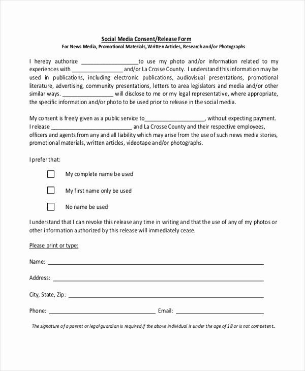 Photo Consent Form Template Awesome Sample Media Release Form 10 Free 