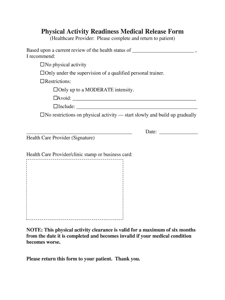 Physical Release Form Fill Online Printable Fillable Blank PdfFiller