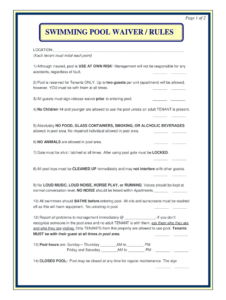 Pool Waiver For Rental Property Fill Online Printable Fillable