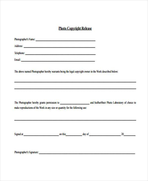 Printable Copyright Release Form For Logo Printable Forms Free Online