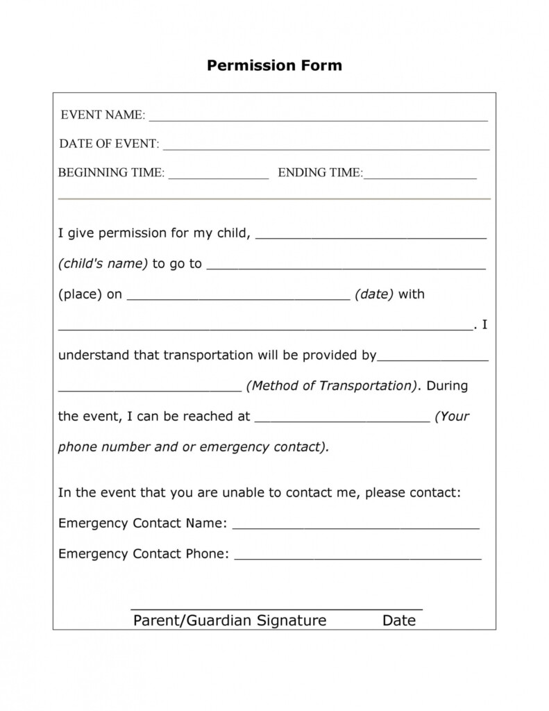 Printable Field Trip Permission Slip Template