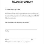 Printable General Release Of Liability Form Pdf Printable Forms Free