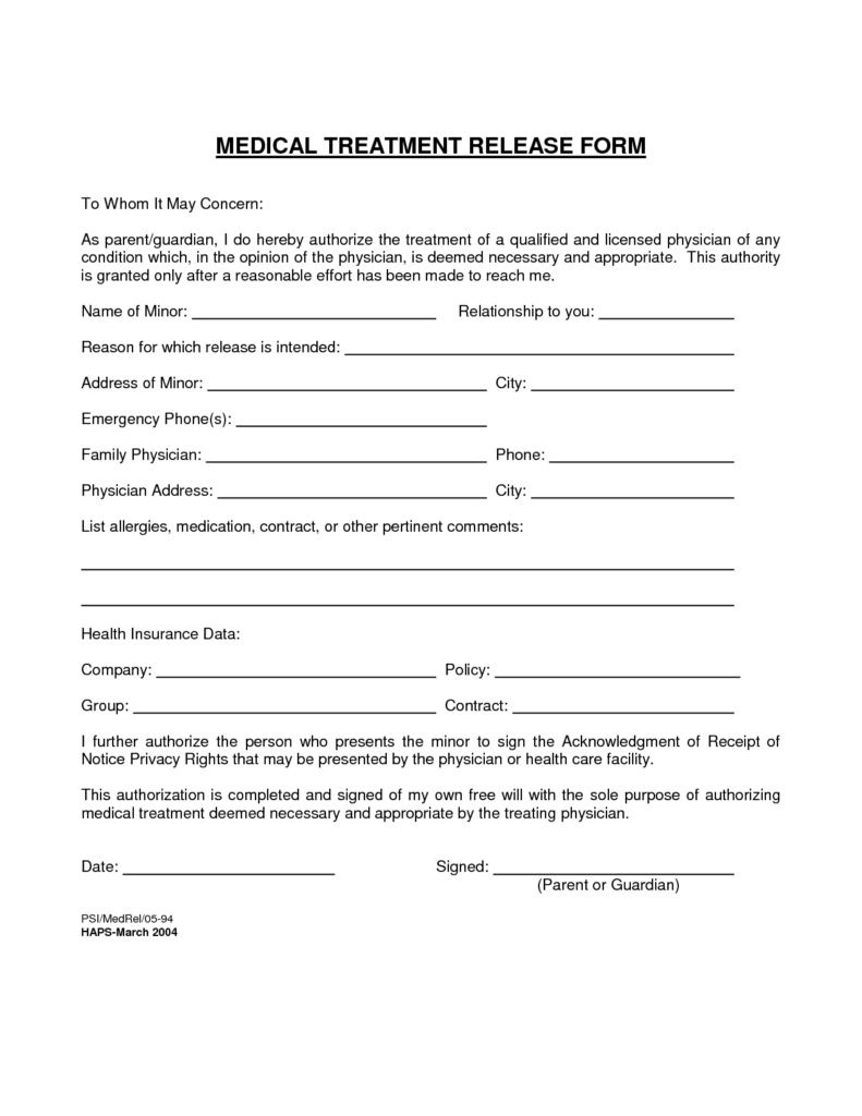 Printable Release Form Printable Forms Free Online