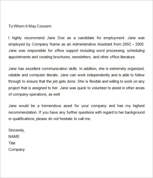  Reference Letter For Former Employee Letter Of With Template For 