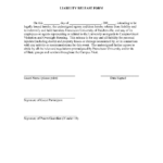 Release From Liability Form Template Free Printable Documents