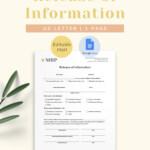 Release Of Information Consent Form Template For Private Etsy Australia