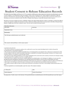 Student Consent To Release Education Records University Of Fill Out