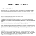 Talent Release Form Template Free PDF Word LawDistrict
